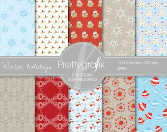 Christmas digital paper, commercial use, scrapbook papers, background - PS559