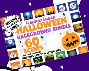 Halloween background BUNDLE graphic set,  Halloween clipart commercial use, fall clipart, vector graphics, digital images, scenes