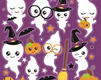 Kawaii Ghost clipart commercial use,  vector graphics,  digital clip art,  digital images - CL1283