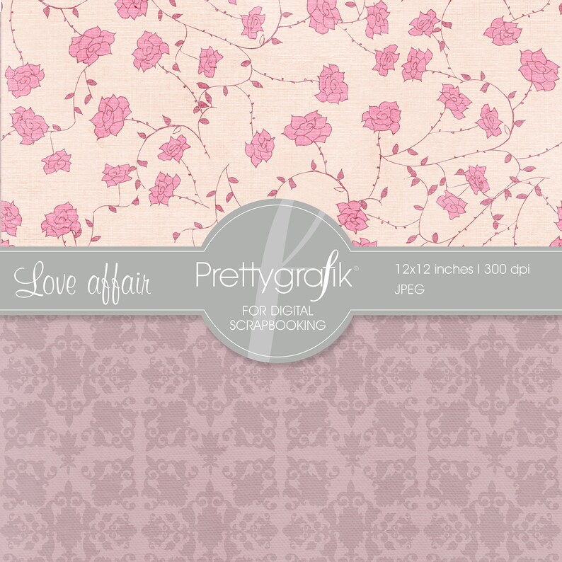 Heart digital paper, commercial use, scrapbook patterns, background PS545 image 2