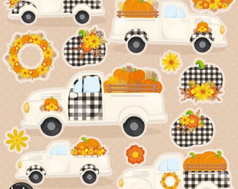 Fall Farm Truck, clipart, clipart commercial use,  vector graphics,  clip art, digital images - CL1382