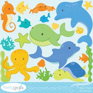 Sea animal clipart for scrapbooking, commercial use, vector graphics, digital clip art, digital images - CL517