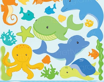 Sea animal clipart for scrapbooking, commercial use, vector graphics, digital clip art, digital images - CL517