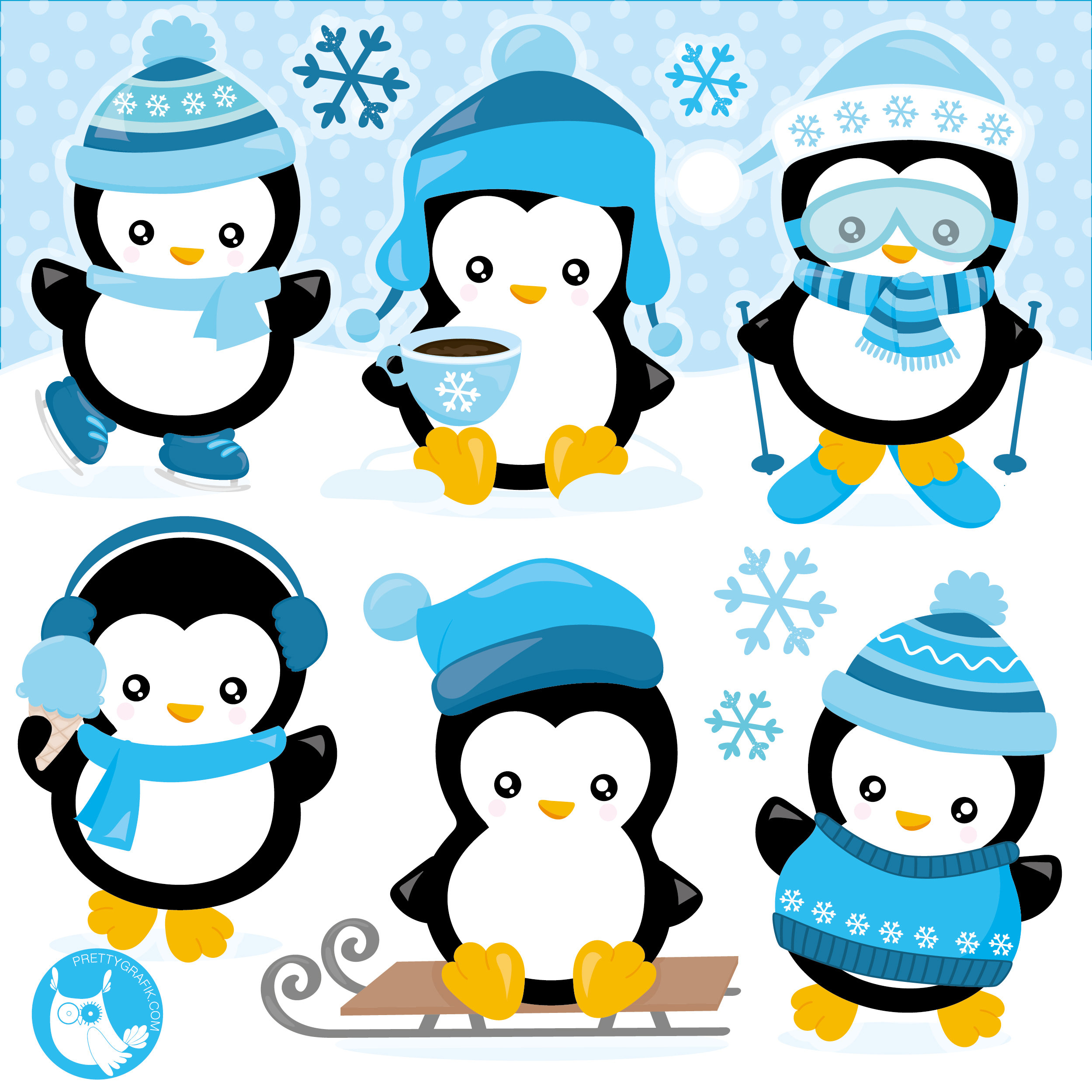 Winter Penguin, Clipart, Clipart Commercial Use, Vector Graphics, Clip Art,  Digital Images C1706 - Etsy Norway