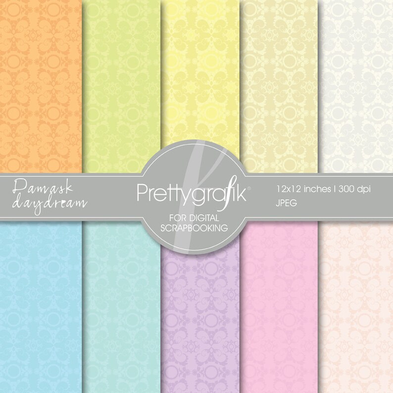 Damask Digital Paper Commercial Use Scrapbook Patterns Etsy