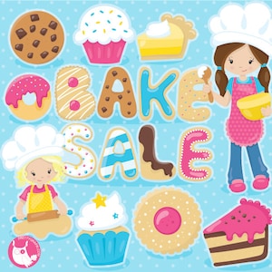 bake sale clipart, dessert clipart, Kawaii pumpkin commercial use, vector graphics, digital clip art, CL1023 image 1