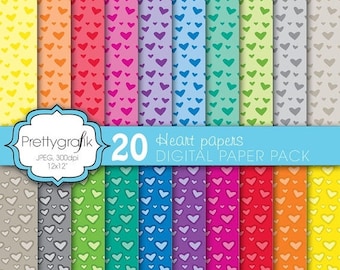 80% OFF SALE 20 heart valentine digital paper, commercial use, scrapbook papers, background - PS579