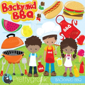 Backyard bbq clipart for scrapbooking, Bbq kids clipart commercial use, vector graphics, clip art, images, CL892 image 1