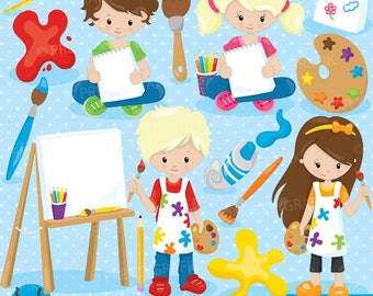 Little artists clipart commercial use, clipart season vector graphics, digital clip art, paint - CL908