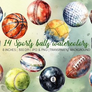 Cute Kawaii Printable Sports Balls Clipart / Commercial Use/ PNG