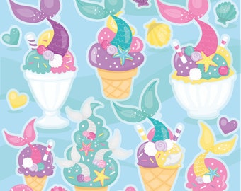 Mermaid Ice Cream, clipart, clipart commercial use,  vector graphics,  clip art, digital images - CL1794