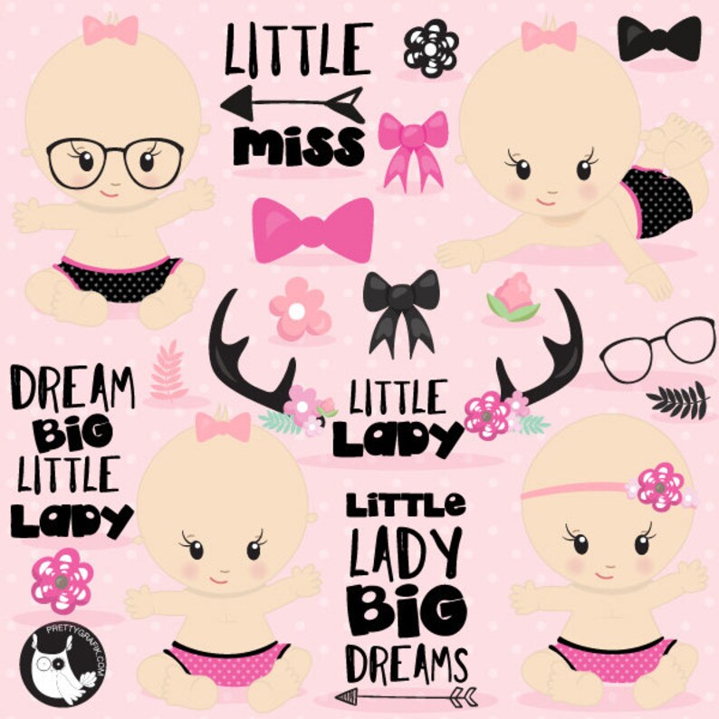 Little lady clipart commercial use, baby vector graphics, deer baby digital clip art, girl digital images CL1110 image 1