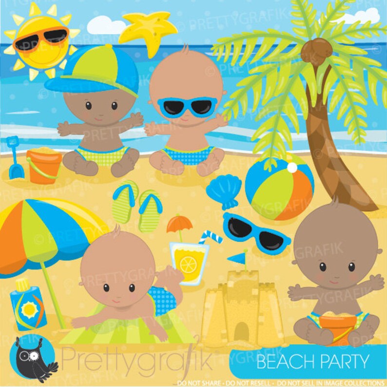 Beach Baby boys clipart commercial use, vector graphics, vacation baby digital clip art, digital images CL893 image 1