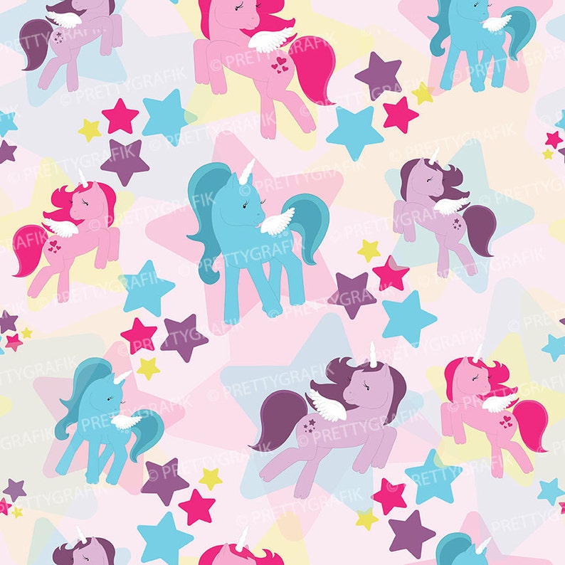 Unicorn pony digital paper, commercial use, scrapbook patterns, background PS647 image 2