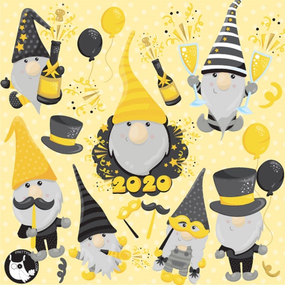 New Year Gnomes Clipartcommercial use, vector graphics, New Year clipart digital clip art, digital images - CL1304 Il_570xn