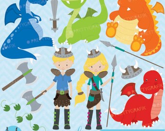 Dragon viking clipart commercial use, vector graphics, digital clip art, digital images - CL575