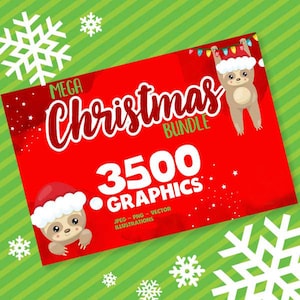 Christmas mega giant BUNDLE graphic set,  3500 Christmas graphics commercial use, vector graphics, digital images