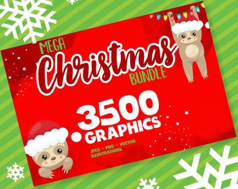 Christmas mega giant BUNDLE graphic set,  3500 Christmas graphics commercial use, vector graphics, digital images