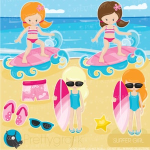 Surfer girls clipart, clipart commercial use, vector graphics, digital clip art, digital images CL902 image 2