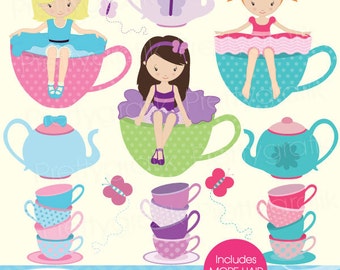 tea party clipart for scrapbooking, commercial use, vector graphics, digital clip art, digital images - CL515