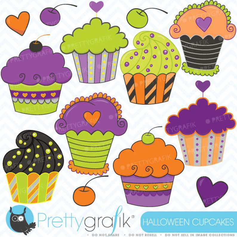 Halloween Cupcakes, clipart commercial use, vector graphics, digital clip art, digital images CL353 image 1