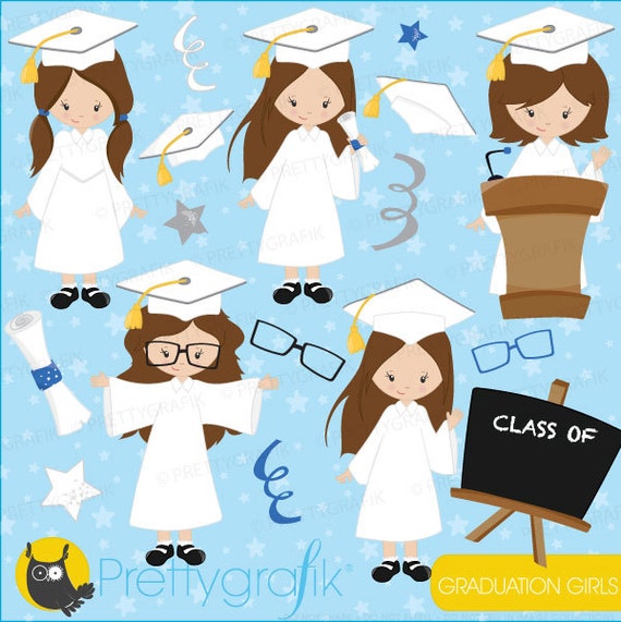 Graduation Girls Clipart Commercial Use Vector Graphics Digital Clip Art Digital Images