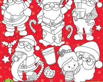 Santa claus digital stamp commercial use, vector graphics, digital stamp, christmas - DS753