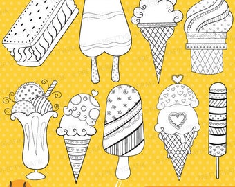 ice cream popsicle digital stamp commercial use, vector graphics, digital stamp, digital images - DS311