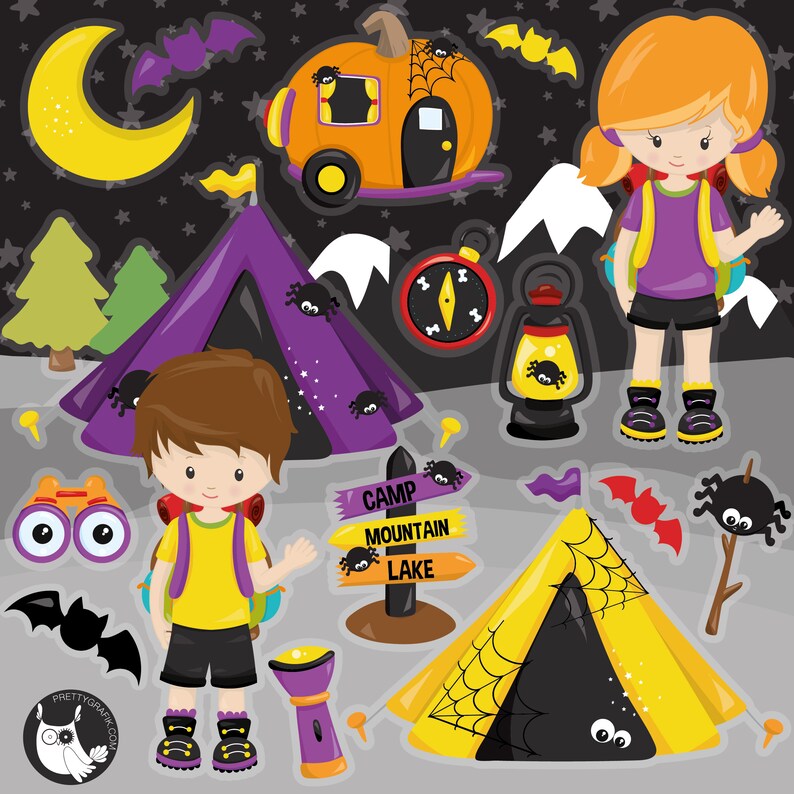 Halloween Camp, clipart, clipart commercial use, vector graphics, clip art, digital images CL1485 image 1