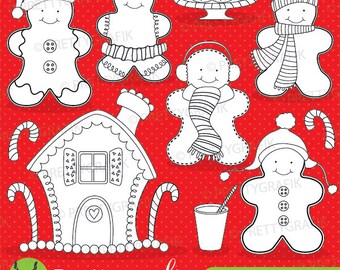 Gingerbread digital stamp commercial use, vector graphics, digital stamp, christmas - DS596