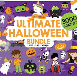 3000 Halloween graphics bundle, Halloween clipart, commercial use, vector graphics, digital images image 1