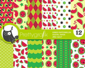 Watermelon digital patterns, scrapbook papers commercial use,  scrapbook papers, background  - PS1010