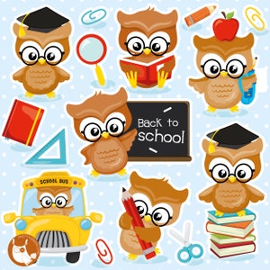 Back to School Owl, clipart, clipart commercial use,  vector graphics,  clip art, digital images - CL1574