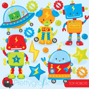 Toy robot clipart commercial use, vector graphics, digital clip art, digital images CL801 image 1