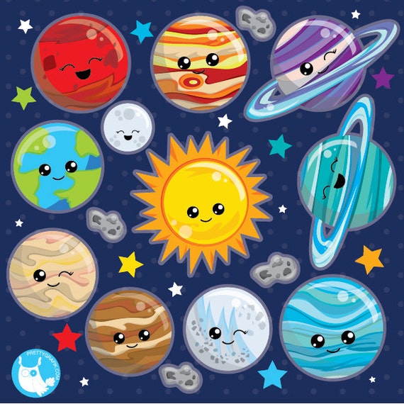 Solar System Clipart Commercial Use Planets Vector Graphics - Etsy