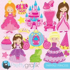 Fairytale princess clipart for scrapbooking, commercial use, vector graphics, digital clip art, images CL748 image 1