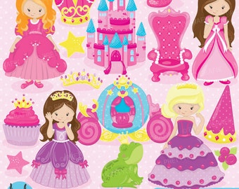 Fairytale prinses clipart voor scrapbooking, commercieel gebruik, vectorafbeeldingen, digitale illustraties, afbeeldingen - CL748