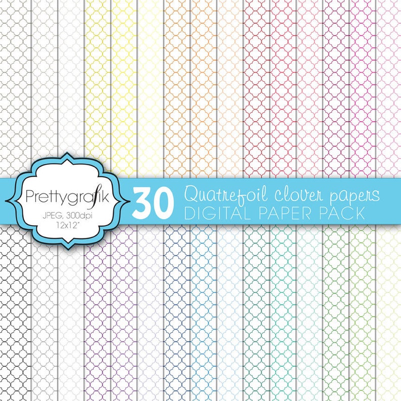 Quatrefoil clover digital paper, commercial use, scrapbook patterns, background PS570 image 1