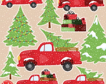 Vintage Christmas truck clipart, floral, bouquet, commercial use, vector graphics, digital clip art CL1198