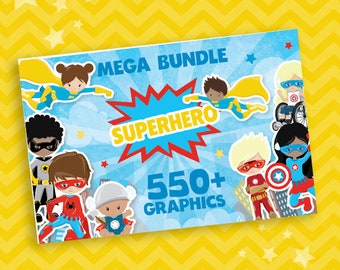 SUPERHERO BUNDLE graphic set,  clipart commercial use, fantasy clipart, vector graphics, digital images