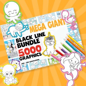 Black lines BUNDLE graphic set,  digital stamps clipart commercial use, line art clipart, vector graphics, digital images