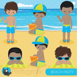 Beach party clipart commercial use, beach kids vector graphics, vacation kids digital clip art, digital images CL852 image 2