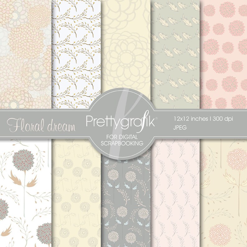 flowers digital paper, commercial use, scrapbook patterns, background PS536 image 1