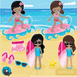 Surfer girls clipart, clipart commercial use, vector graphics, digital clip art, digital images CL918 image 2