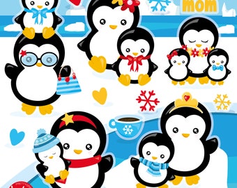 Penguin Mom, clipart, clipart commercial use,  vector graphics,  clip art, digital images - CL1743