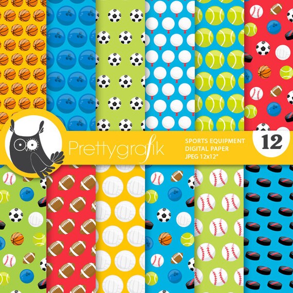 BUY 20 GET 10 OFF - Sports balls digital paper, commercial use, equipment scrapbook papers, background - PS866 Il_570xn