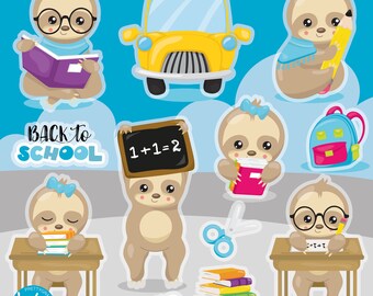School Sloths, clipart, clipart commercial use,  vector graphics,  clip art, digital images - CL1378