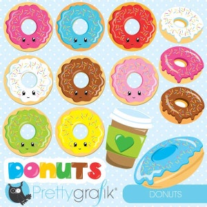 Donuts girls clipart commercial use, vector graphics, digital clip art, digital images, music, band - CL870