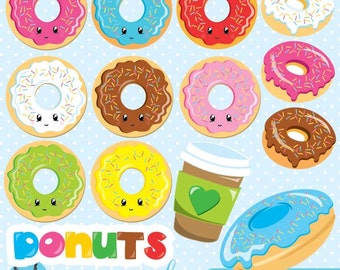 Donuts girls clipart commercial use, vector graphics, digital clip art, digital images, music, band - CL870