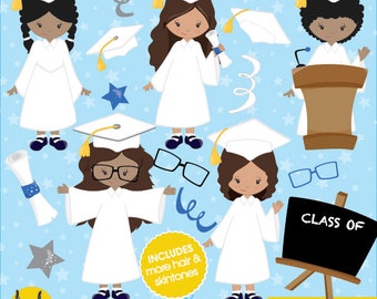 Graduation girls clipart commercial use, vector graphics, digital clip art, digital images - CL842